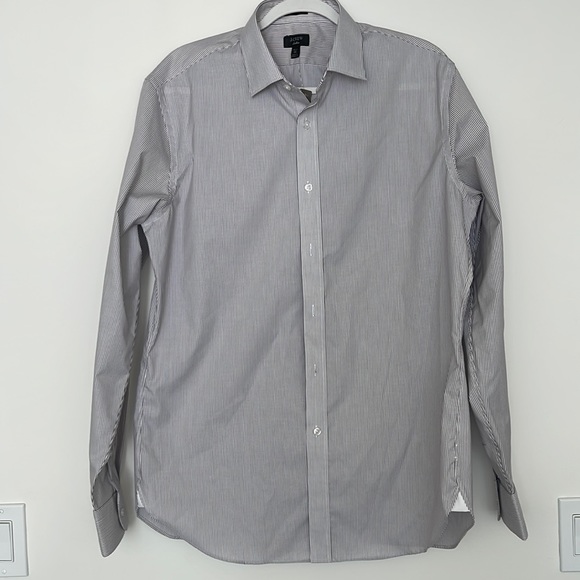 J.Crew Slim Fit  Cotton LS Button Down Shirt  Dark Blue, White  Bur Striped - Picture 1 of 6